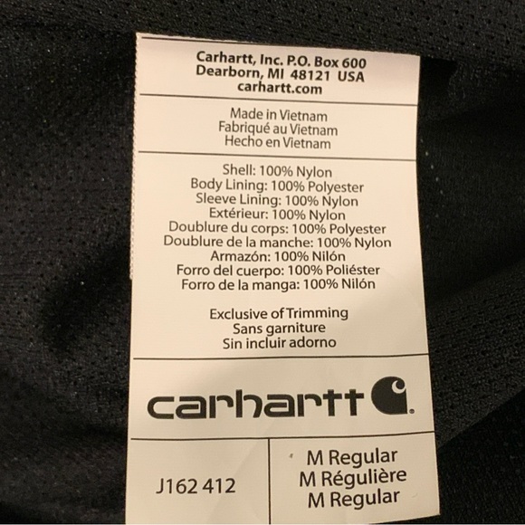 Carhartt Hooded Storm Jacket RN 14806 Black Sz M Detachable Hood Zip Pocket - Picture 5 of 6